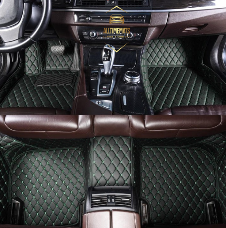 Luxurious Black/Green Floor Mats/Car Mats- Custom Made – All Time Mats