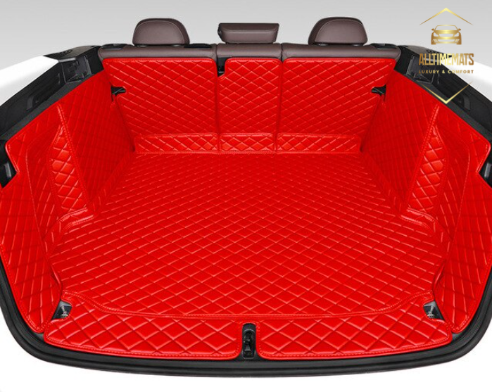 Scarlet Red Full Cargo Trunk mat/liner, partial for Honda, BMW, Ford, VOLVO, Nissan, Hyundai, Jeep aerial view