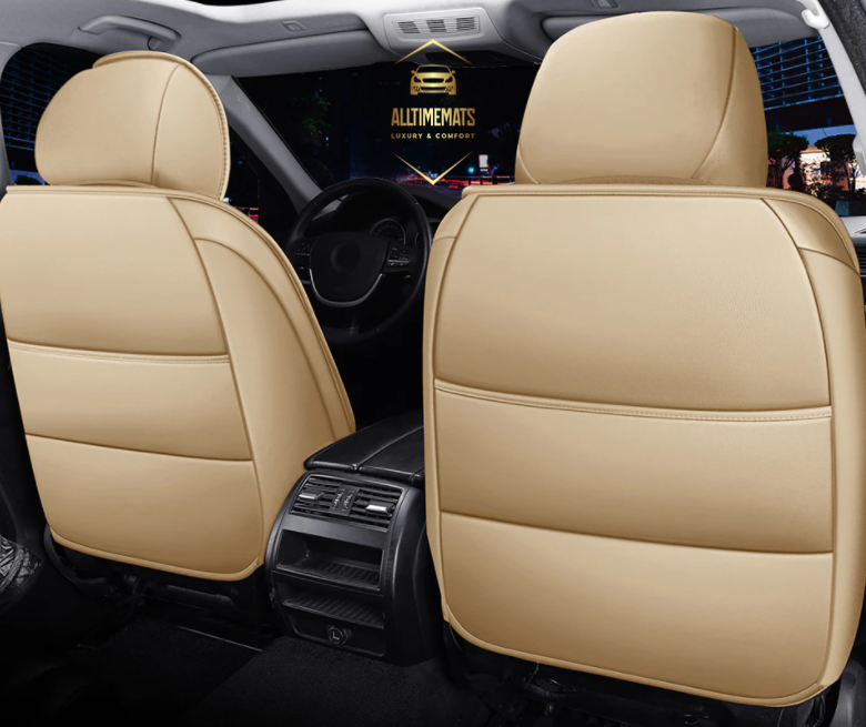 Luxury Cream leather car seat covers for honda, hyundai, nissan, ford, toyota, chevy, jeep, dodge back row view