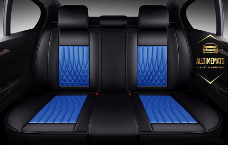 Black/Blue leather car seat covers for honda, hyundai, nissan, ford, toyota, chevy, jeep, dodge back row