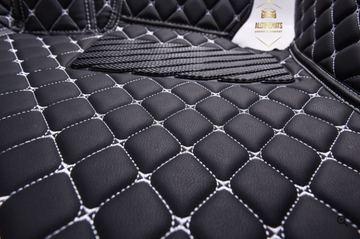 Luxurious Black/White Floor Mats/Car Mats- Custom Made – All Time Mats